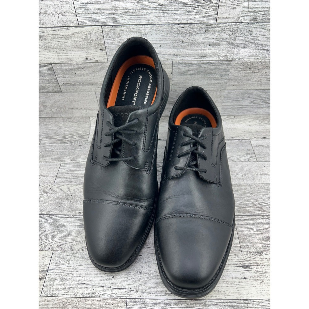 Rockport Men Total Motion Sport Dress Black Leather Cap Toe Oxford CH5514 Sz 10W